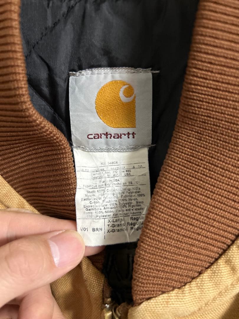 【希少】 carhartt カーハートダックベスト XL ベージュ 刺繍ロゴ