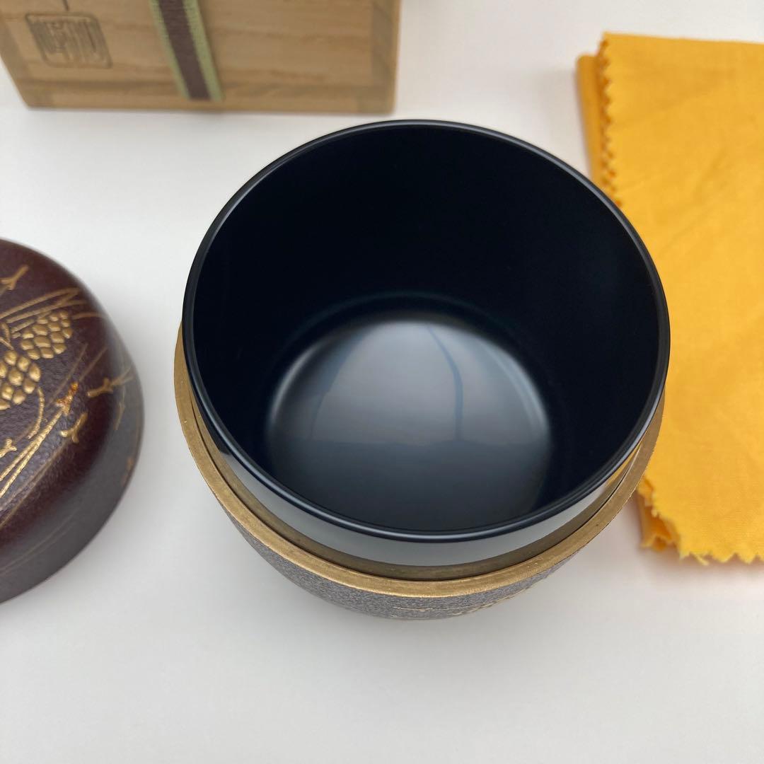 篠崎仙峰 蒔絵 棗 茶道具 漆芸 棗 仙峰 松葉 松 未使用 新品 蒔絵 共箱