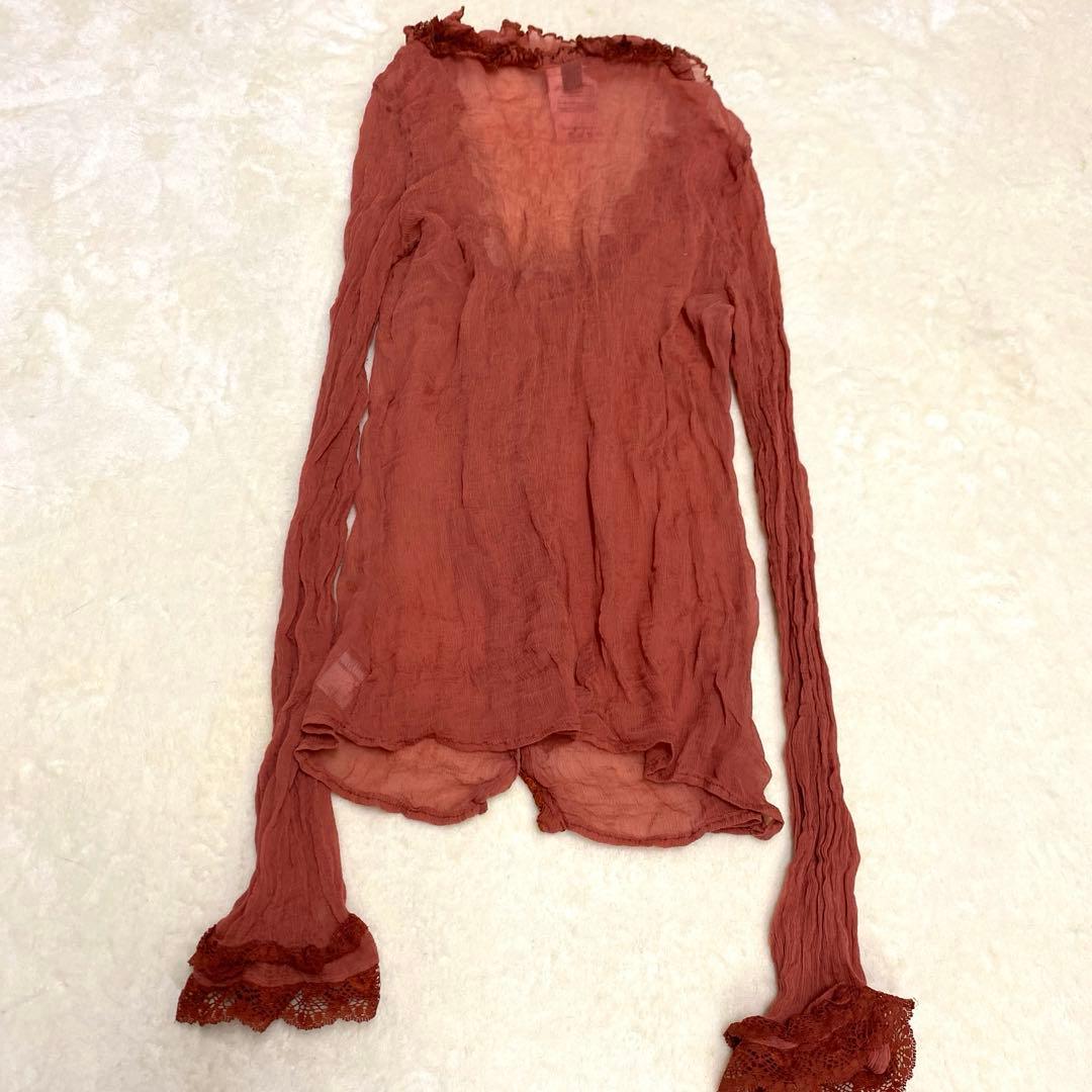 【DOLCE & GABBANA 】レースフリル　　シアーブラウスシルク100%