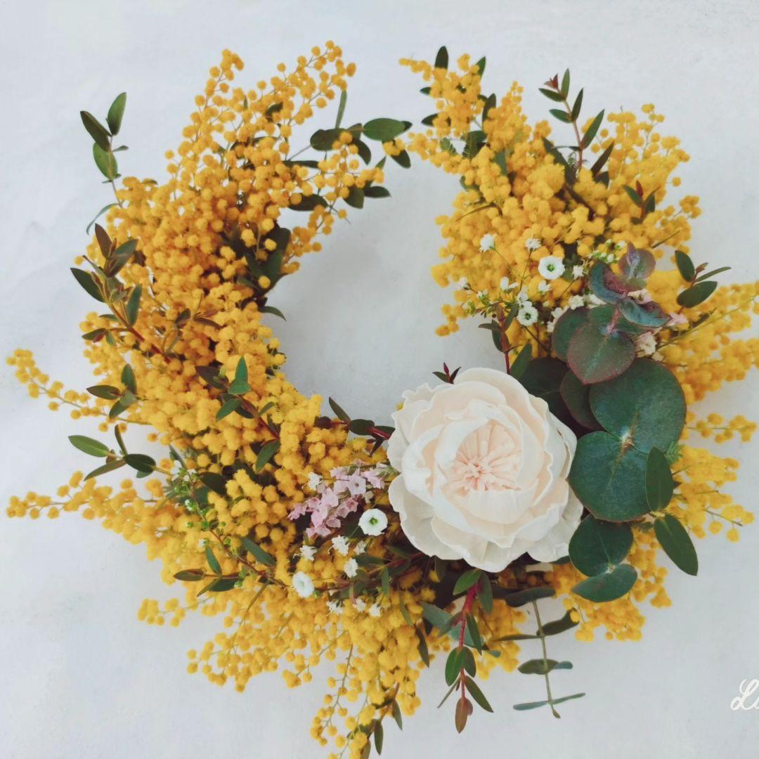 春色　ミモザ　ミモザリース　三日月Wreath