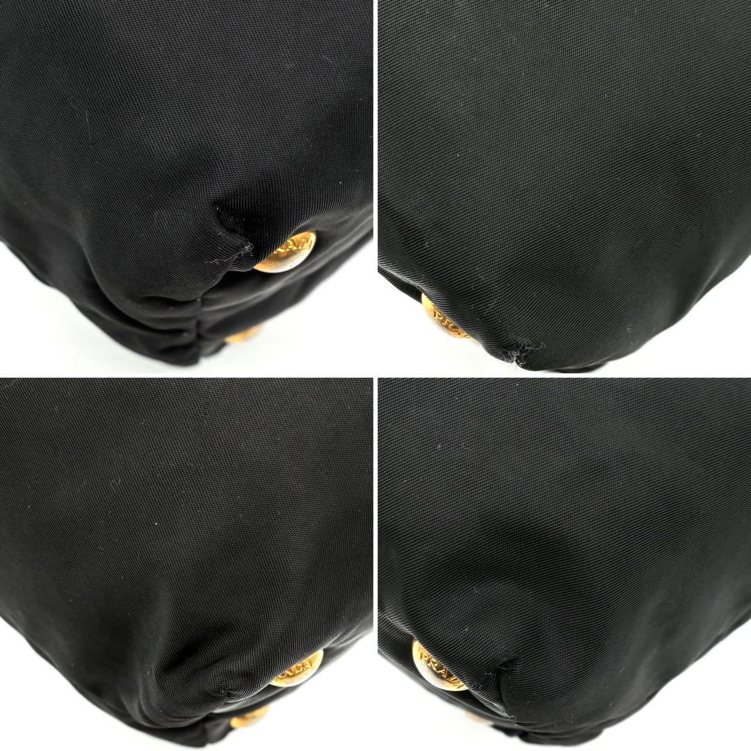 正規品 プラダ 2way ショルダーバッグ ゴールドロゴ ベルト 白タグ 黒