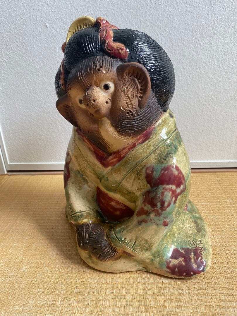 信楽焼 狸 たぬき タヌキ 女将 縁起物 インテリア 置物 陶器人形 お福さん