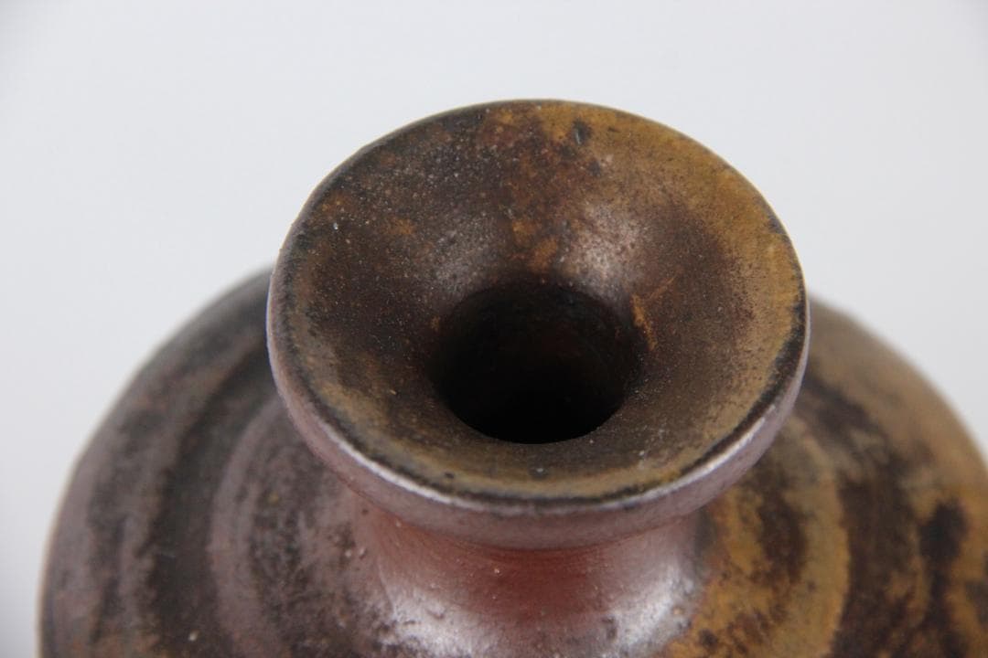 備前焼 人物細工徳利 酒器 花器 飾り壺　花器　焼印あり　銘有り　ED11-30