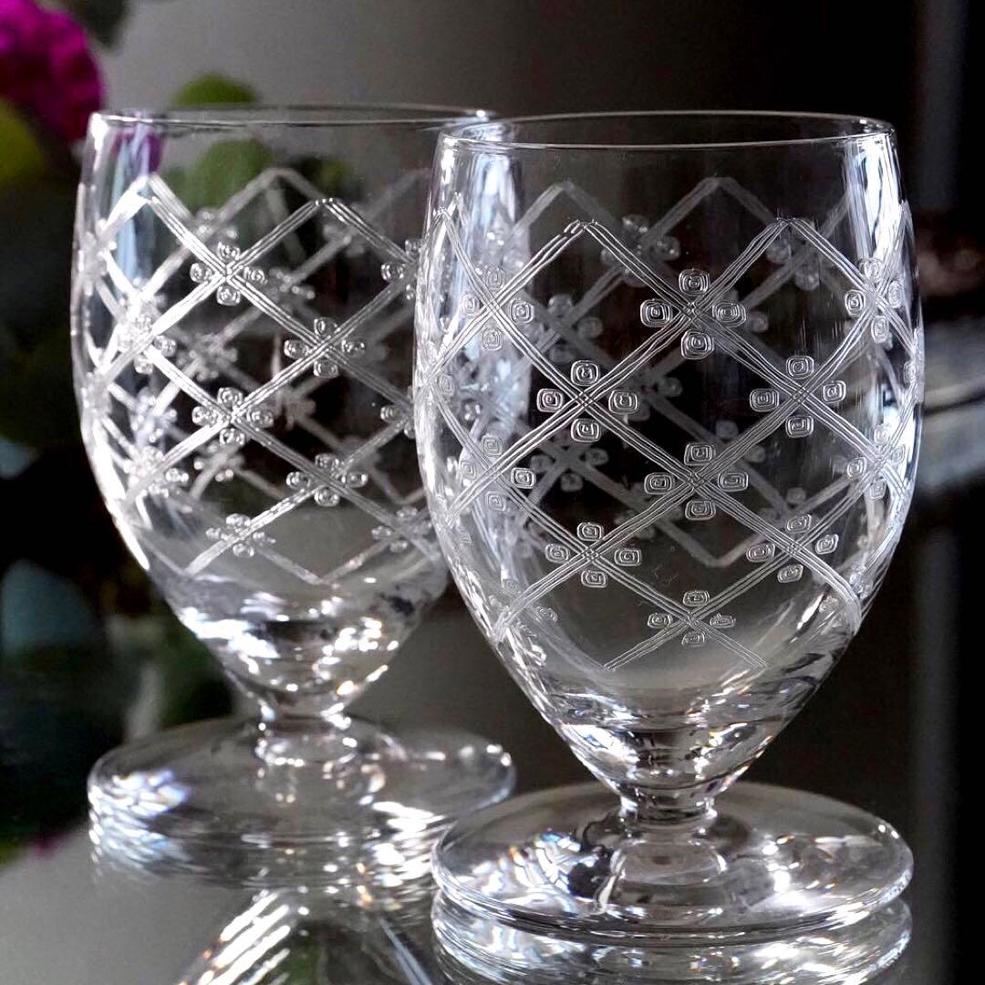 希少美品オールドサンルイSt Louisリジェ★ポートワイングラス★ペア★クロス