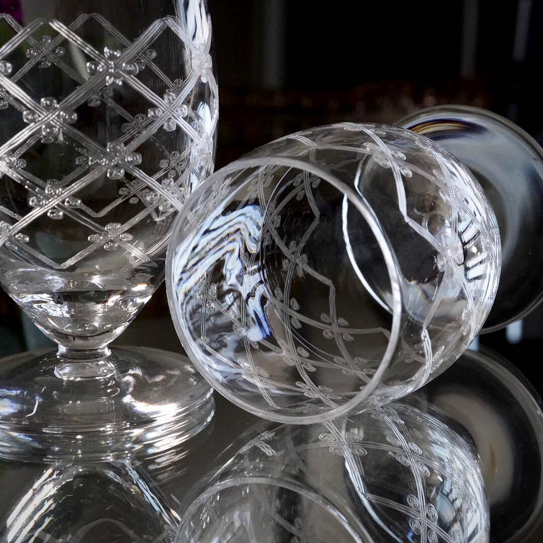 希少美品オールドサンルイSt Louisリジェ★ポートワイングラス★ペア★クロス