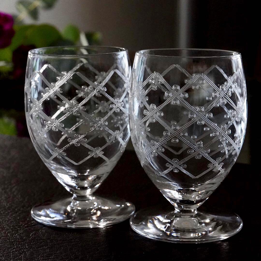 希少美品オールドサンルイSt Louisリジェ★ポートワイングラス★ペア★クロス