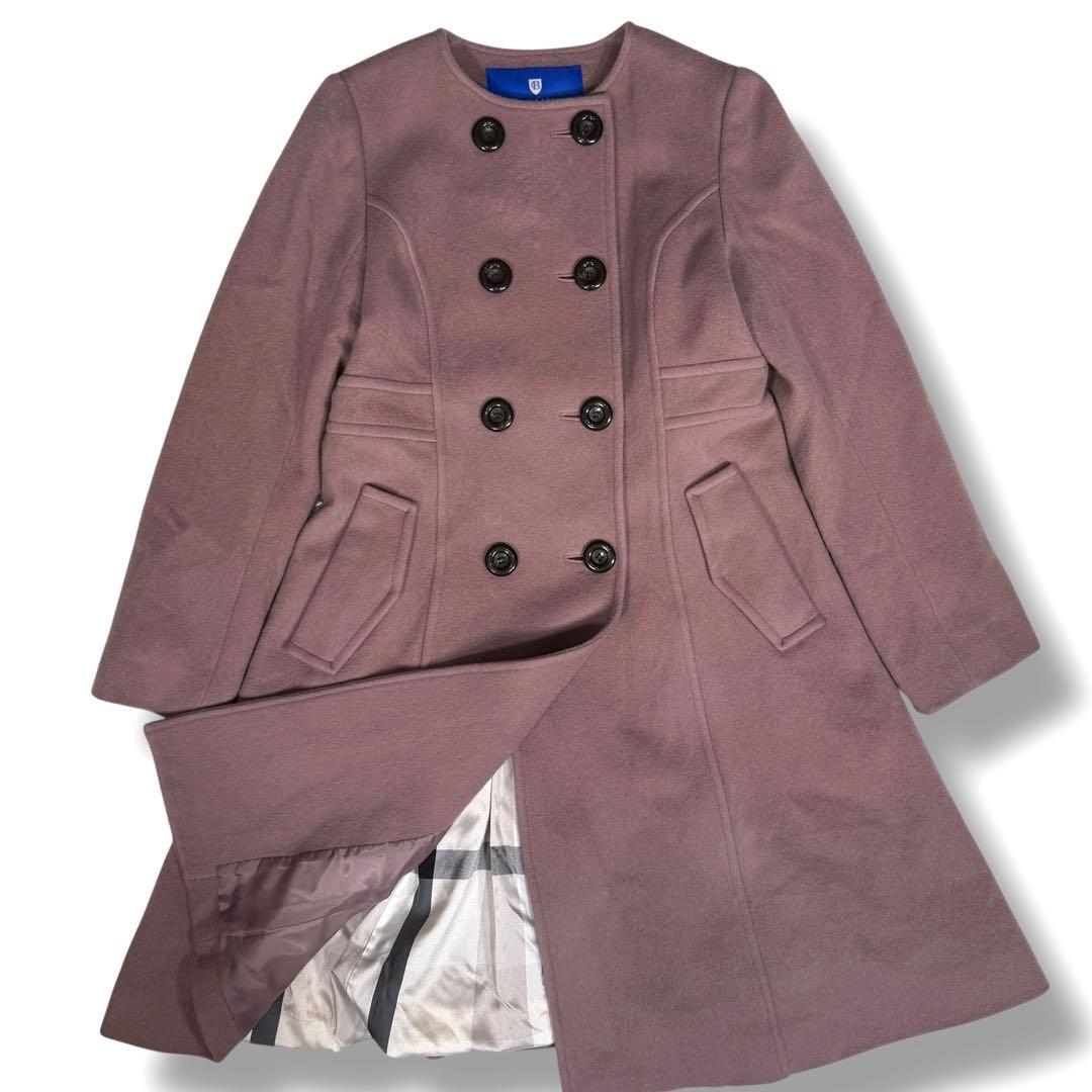 ブルーレーベル プリンセスライン メガチェック ウールメルトン ロングコート