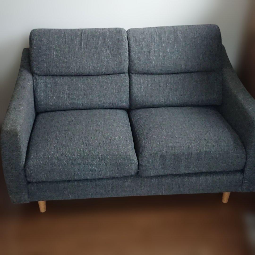 ニトリ Nポケット 2人掛けソファ ファブリック カバーリング ダークグレー