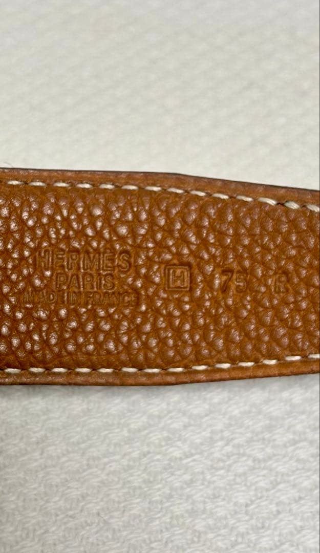 【新品・未使用】HERMES レザー ベルト ブラック ブラウン 75 交換用
