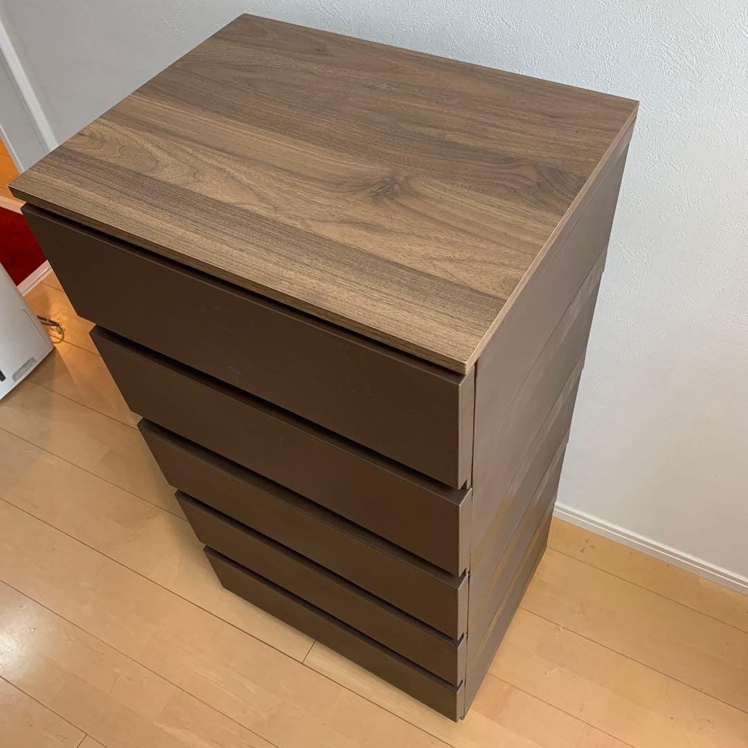 ダークブラウン 5段チェスト　工具不要簡単組立