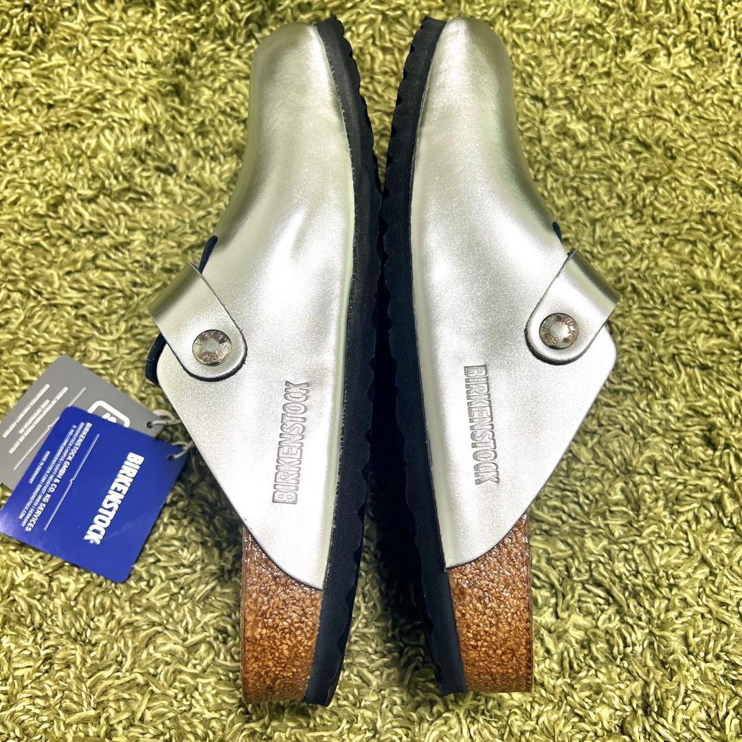新品　希少カラー　ビルケンシュトック ボストン　サボ　サンダル　シルバー　25
