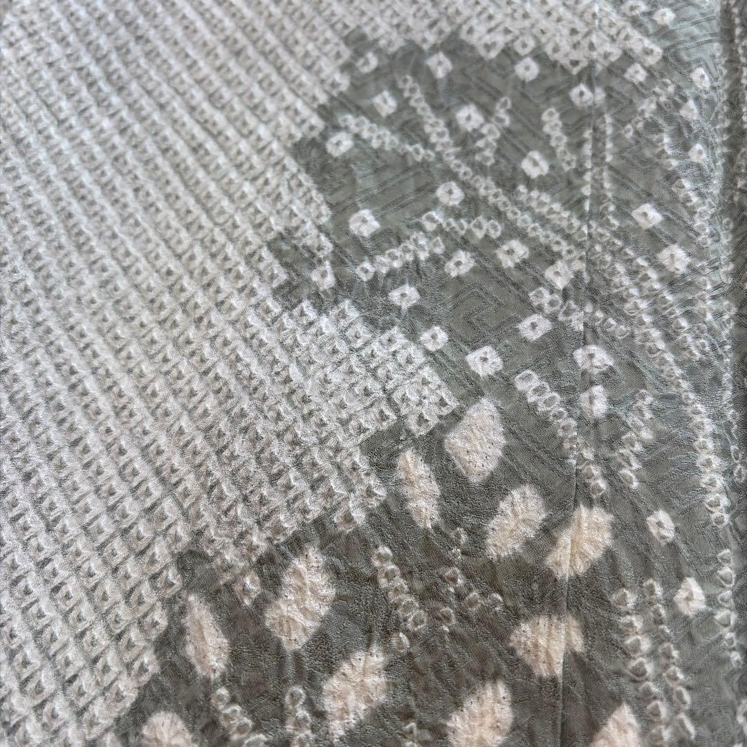 や*ん様 ■E5812■未使用品■正絹■柳鼠色　総絞り　木立柄　袷　訪問着■丈1