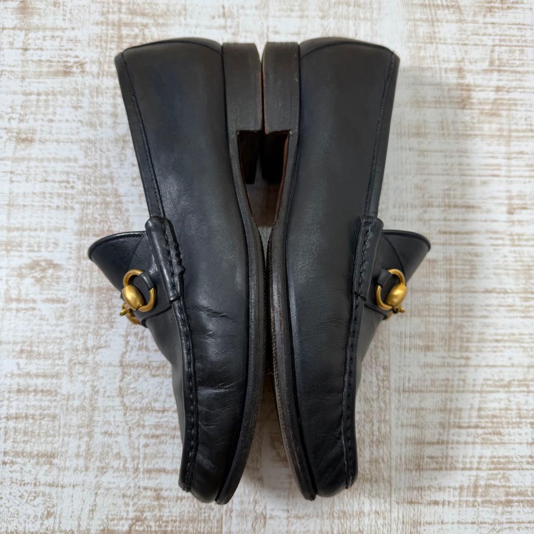 GUCCI ホースビットローファー 黒金 39 1/2 E 24.5