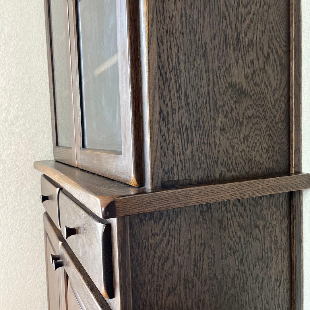 柏木工　ガラスキャビネット　アンティーク　店舗什器　楢材　食器棚