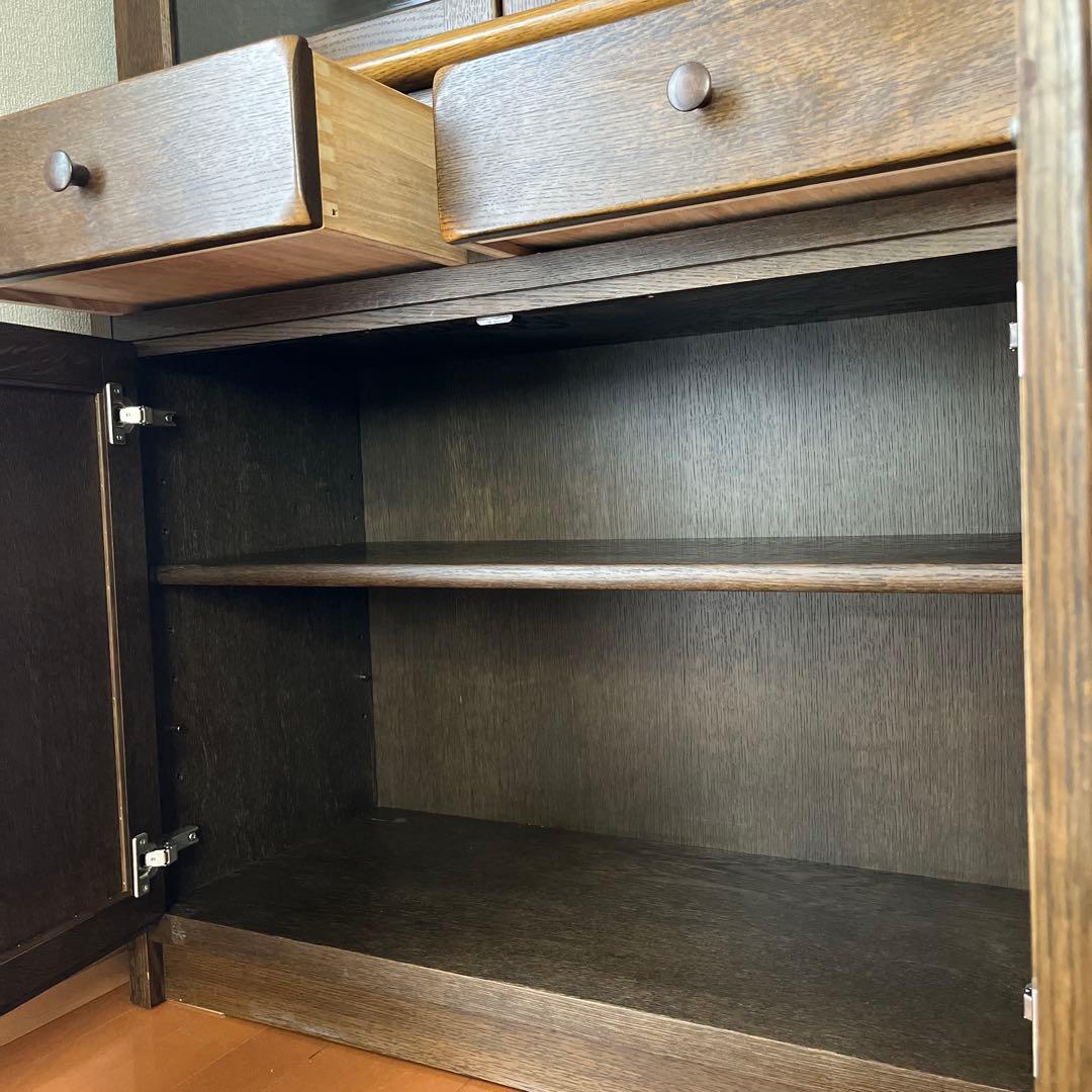 柏木工　ガラスキャビネット　アンティーク　店舗什器　楢材　食器棚