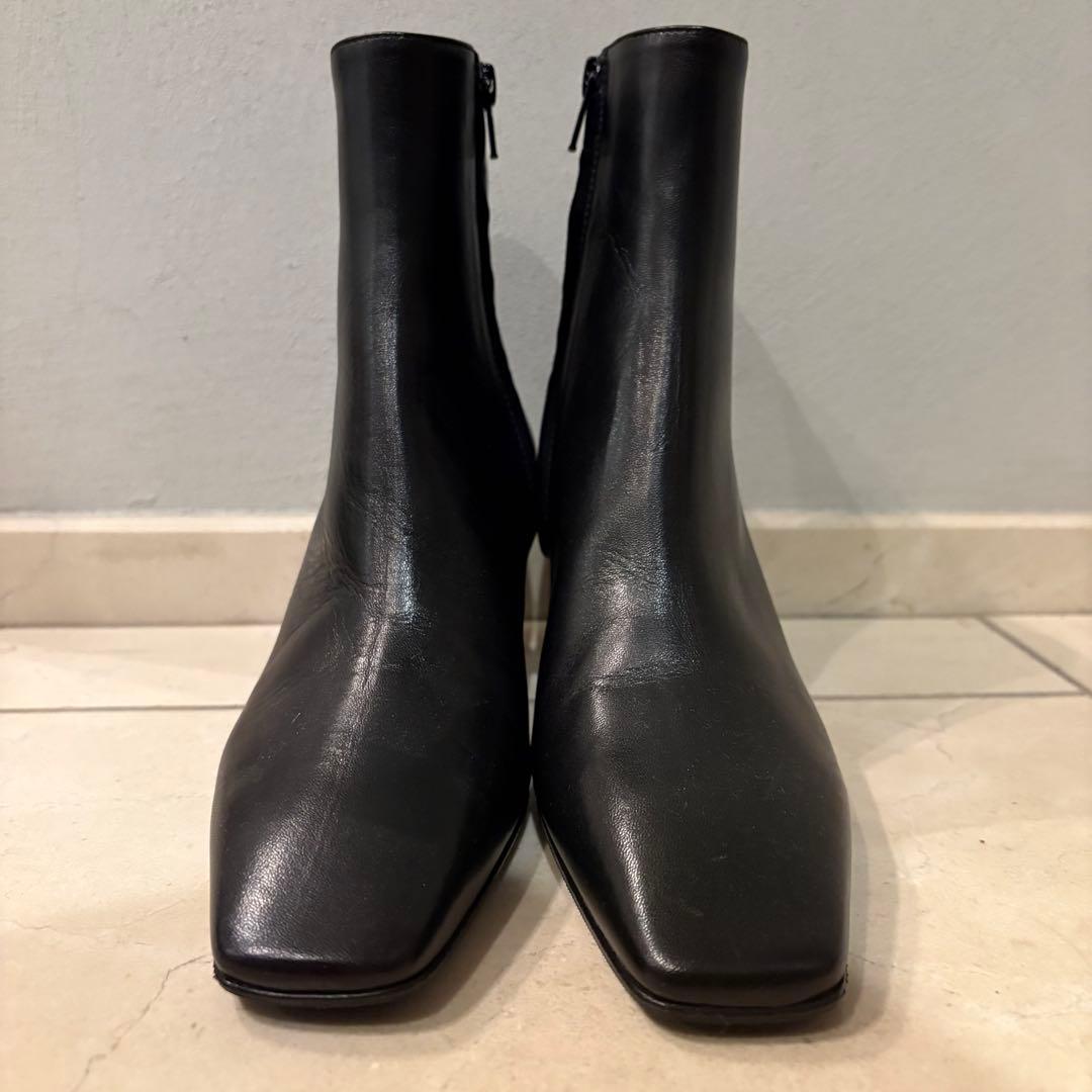 [新品未使用]ファビオルスコーニ　 ブーツ　ブラック　スクエアトゥ　23cm