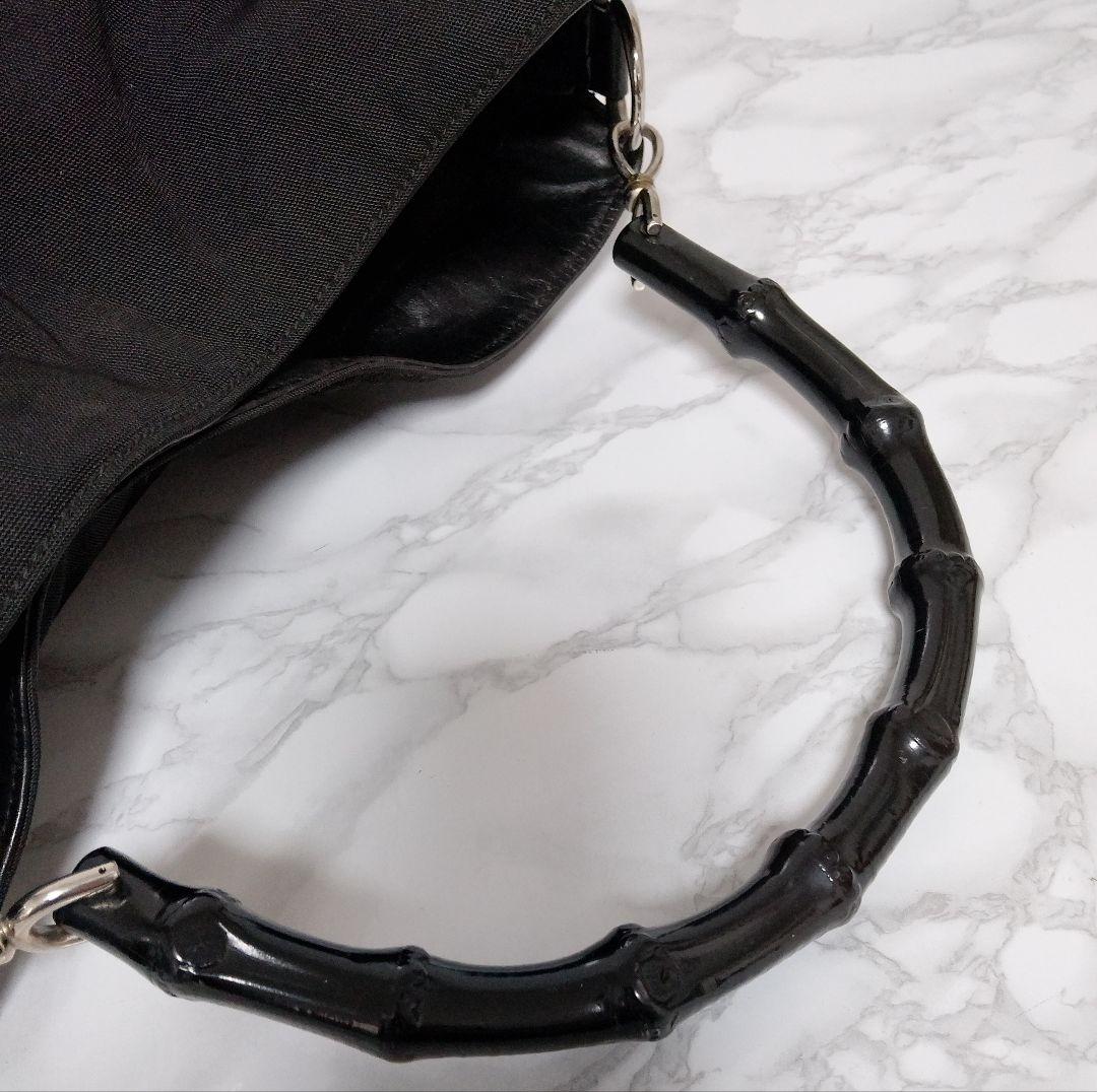 GUCCI グッチ バンブー ハンドバッグ ブラック系 ヴィンテージ