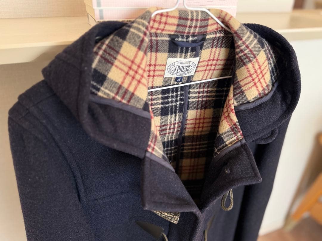 Ｊ.PRESS ネイビー ダッフルコート M フード付き