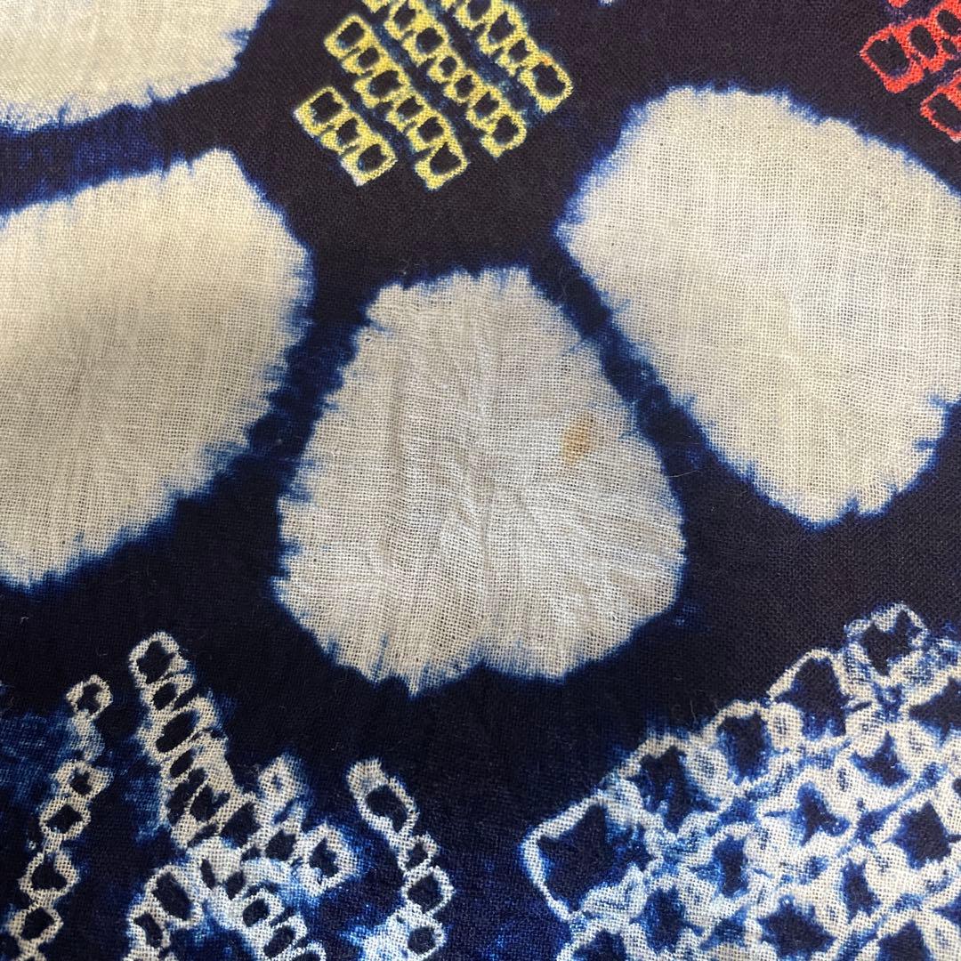 □夏涼浴衣　有松総絞り　花柄　藍色　身丈約160cm