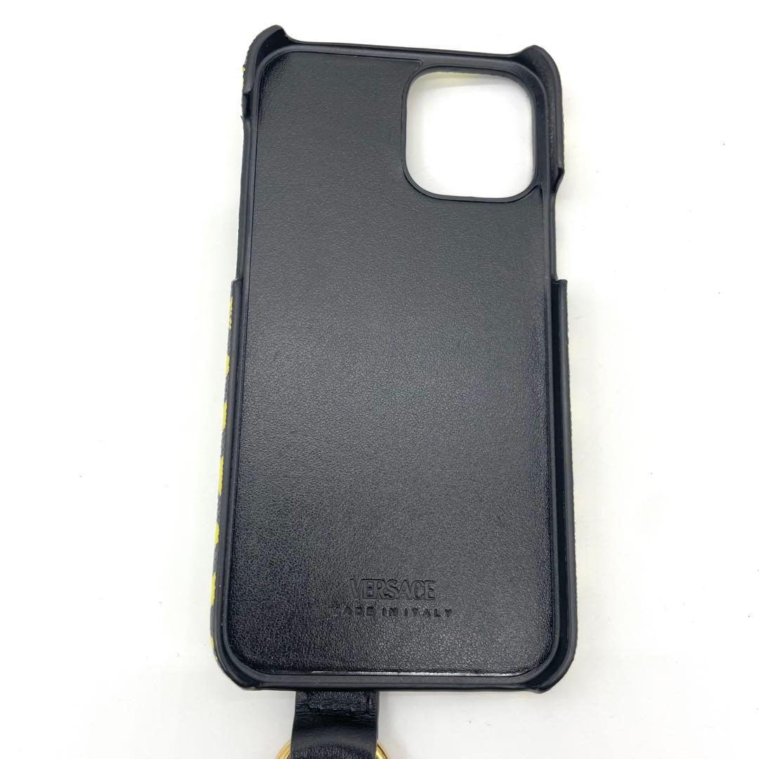 【美品】ヴェルサーチ スマホショルダー iPhoneケース イエロー×黒