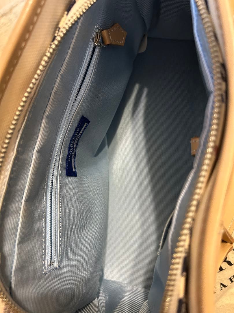 バーバリーブルーレーベル　ハンドバッグ　バッグ　バーバリーチェック　ナチュラル