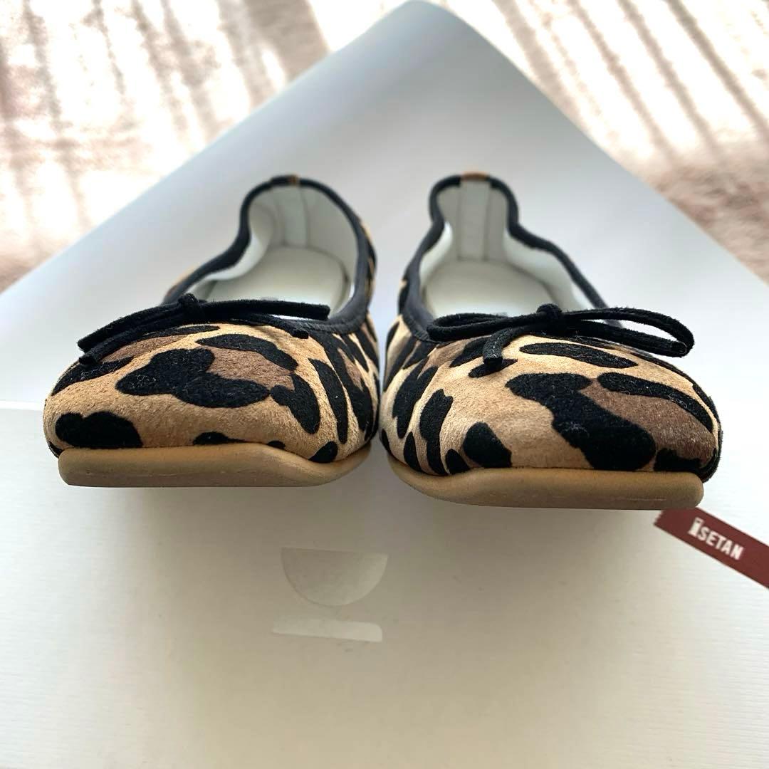 【極美品】kurun TOKYO バレエシューズ　スクエアトゥ　レオパード