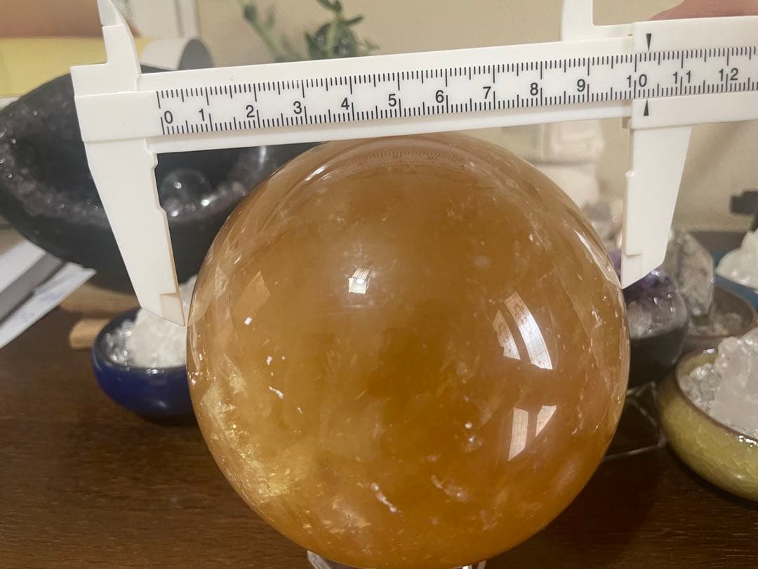 最終値下げ‼️イエローカルサイト約100mmスフィア　丸玉　ドラゴンボール　金運
