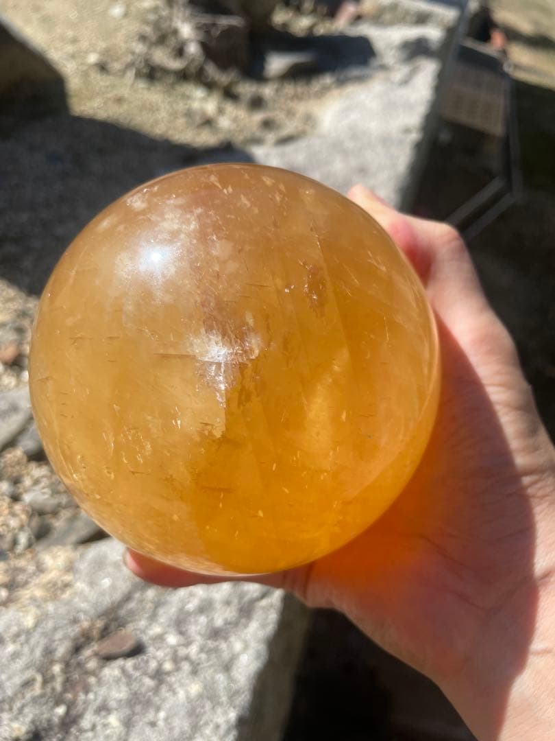 最終値下げ‼️イエローカルサイト約100mmスフィア　丸玉　ドラゴンボール　金運