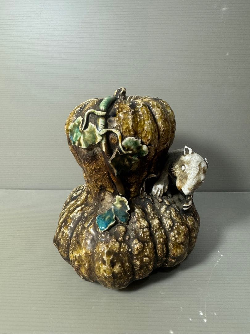 2612 希少　九谷焼　木米作　ネズミ瓜　置物　時代物