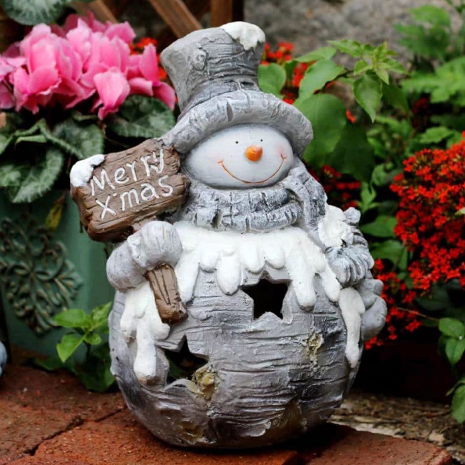ロウソク入れタイプ・シックな雰囲気のBigスノーマンオブジェ.˳˳.⋅❄︎.*