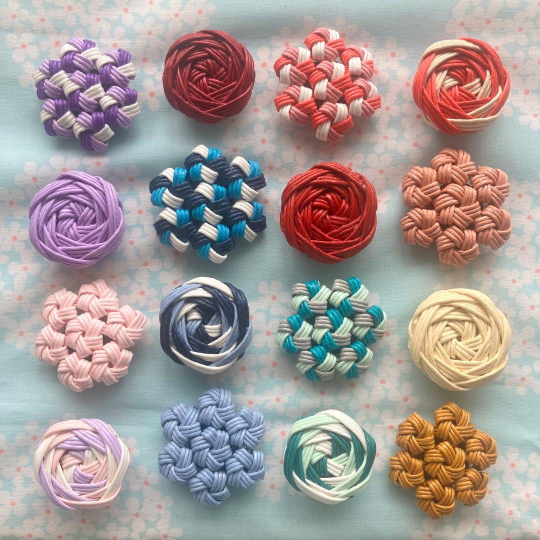 シンプル＊オーバルバスケット＊花結び　白　クラフトバンド