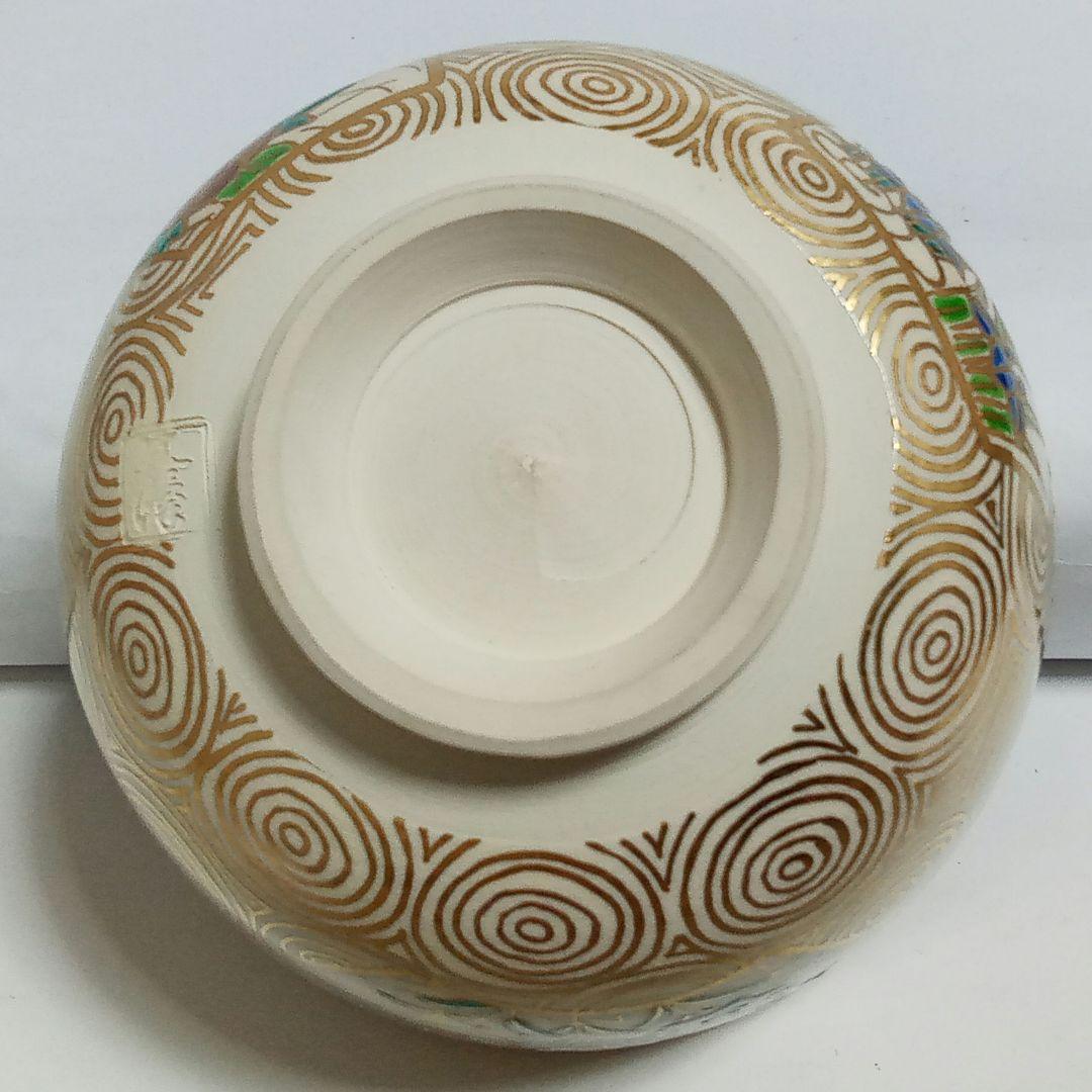 抹茶茶碗　金渦草花文　平安善峰造