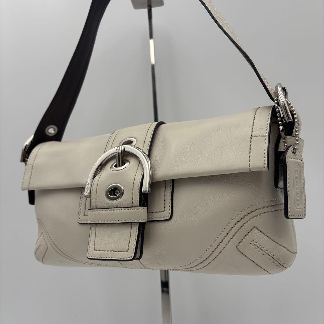 COACH コーチ ソーホー ワンショルダー 肩掛け デミフラップ 白 SOHO