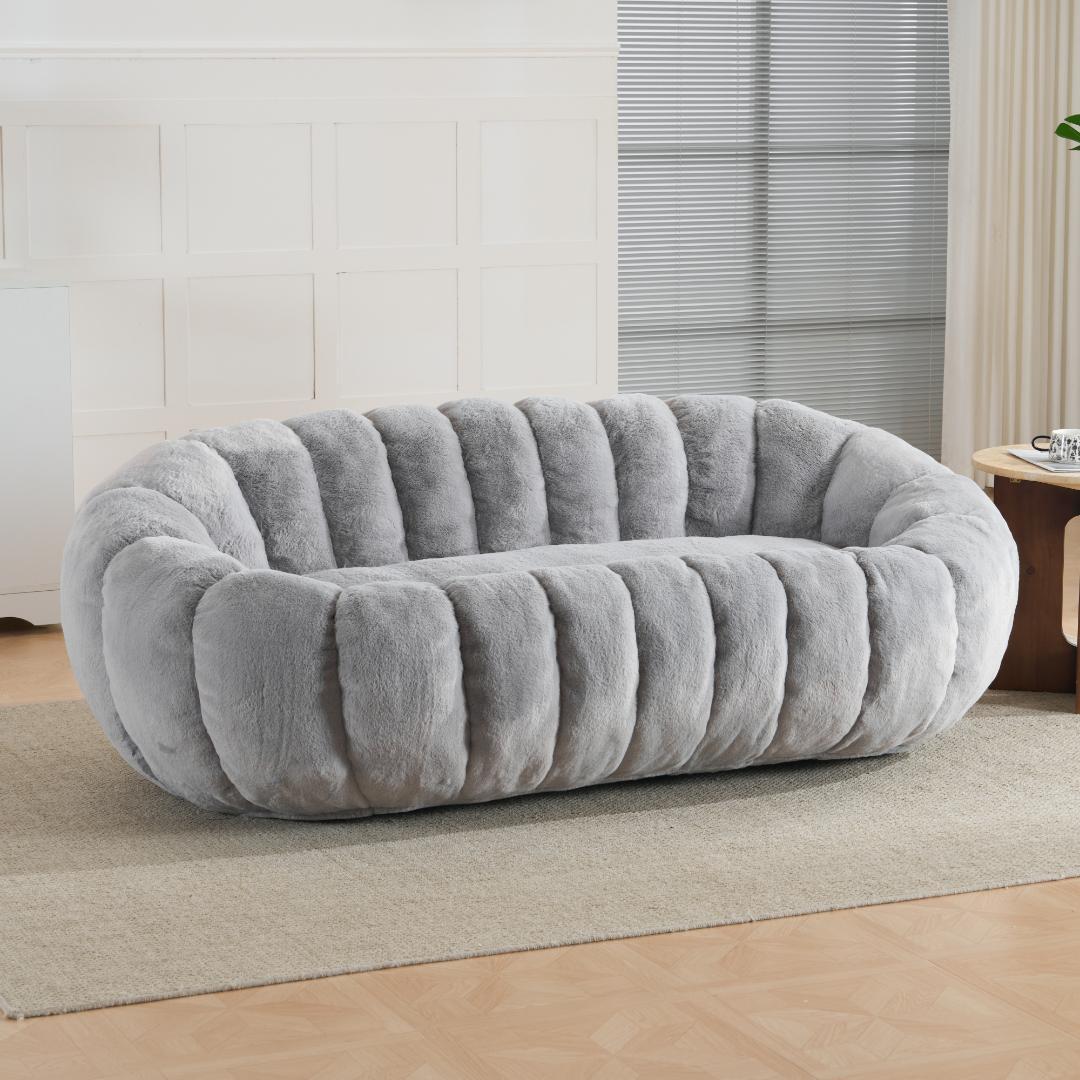 【二人掛けソファ ライトグレー】 クッションソファー フロアソファー 圧力分散