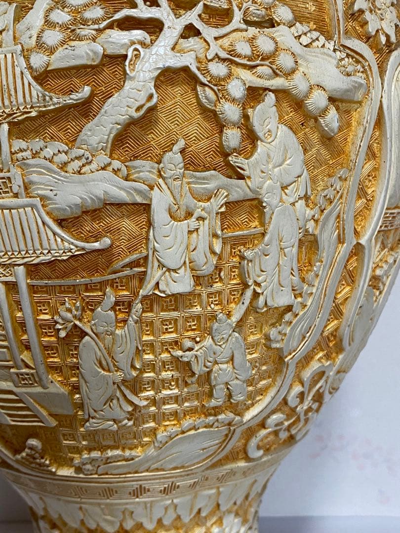 ♦ 中国美術伝統工芸品 楼閣山水 瓶 置物飾り美術品 ディスプレイ 骨董品