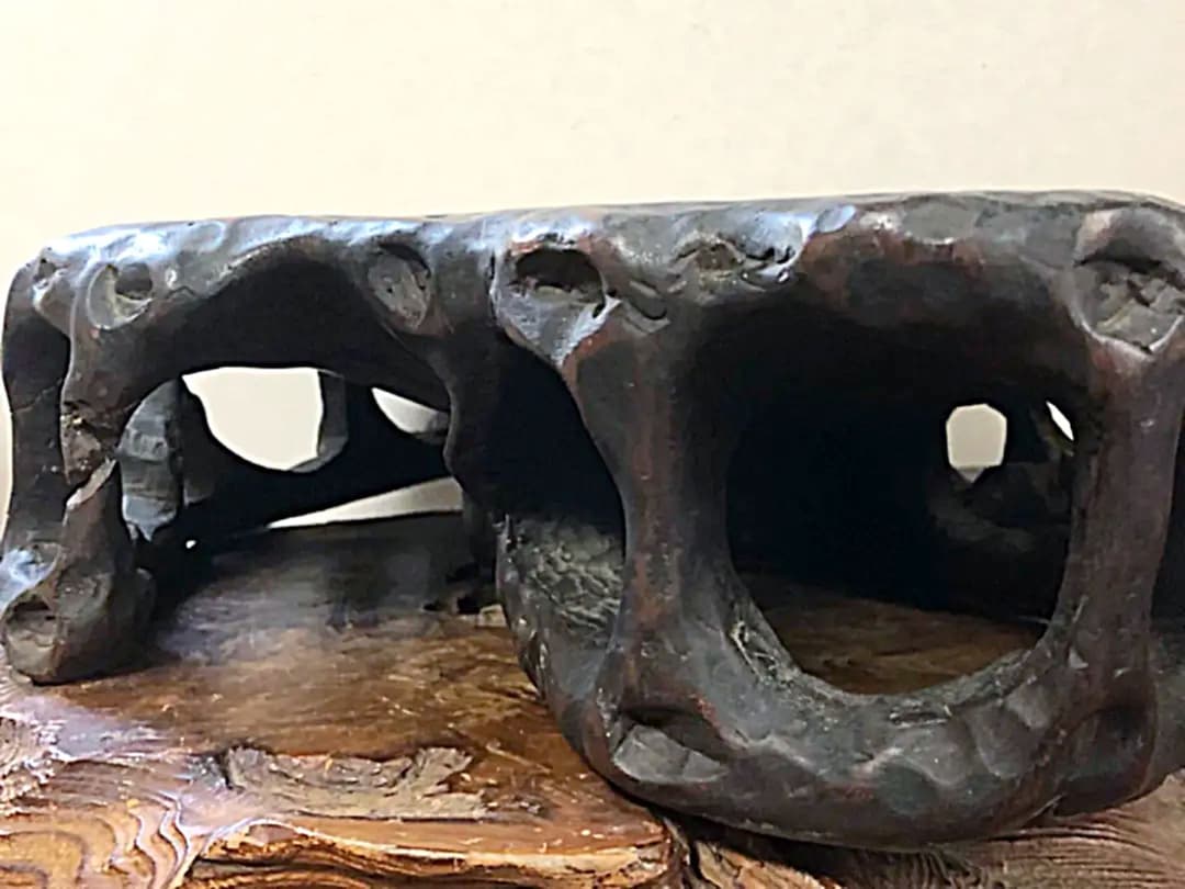 花台 香台 盆栽台 根卓彫り 天然無垢 一刀彫り 44㎝