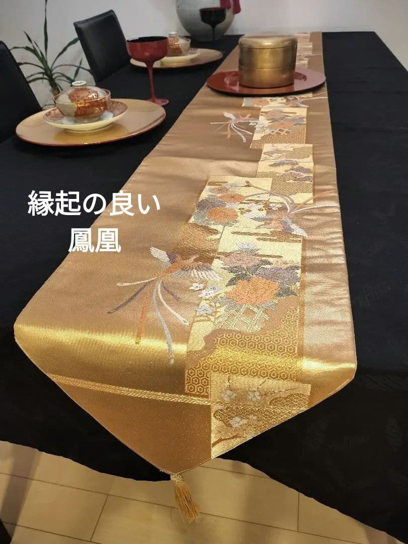 A931★逸品‼️ 24金箔‼️ひな祭り‼️正絹テーブルランナー2m16