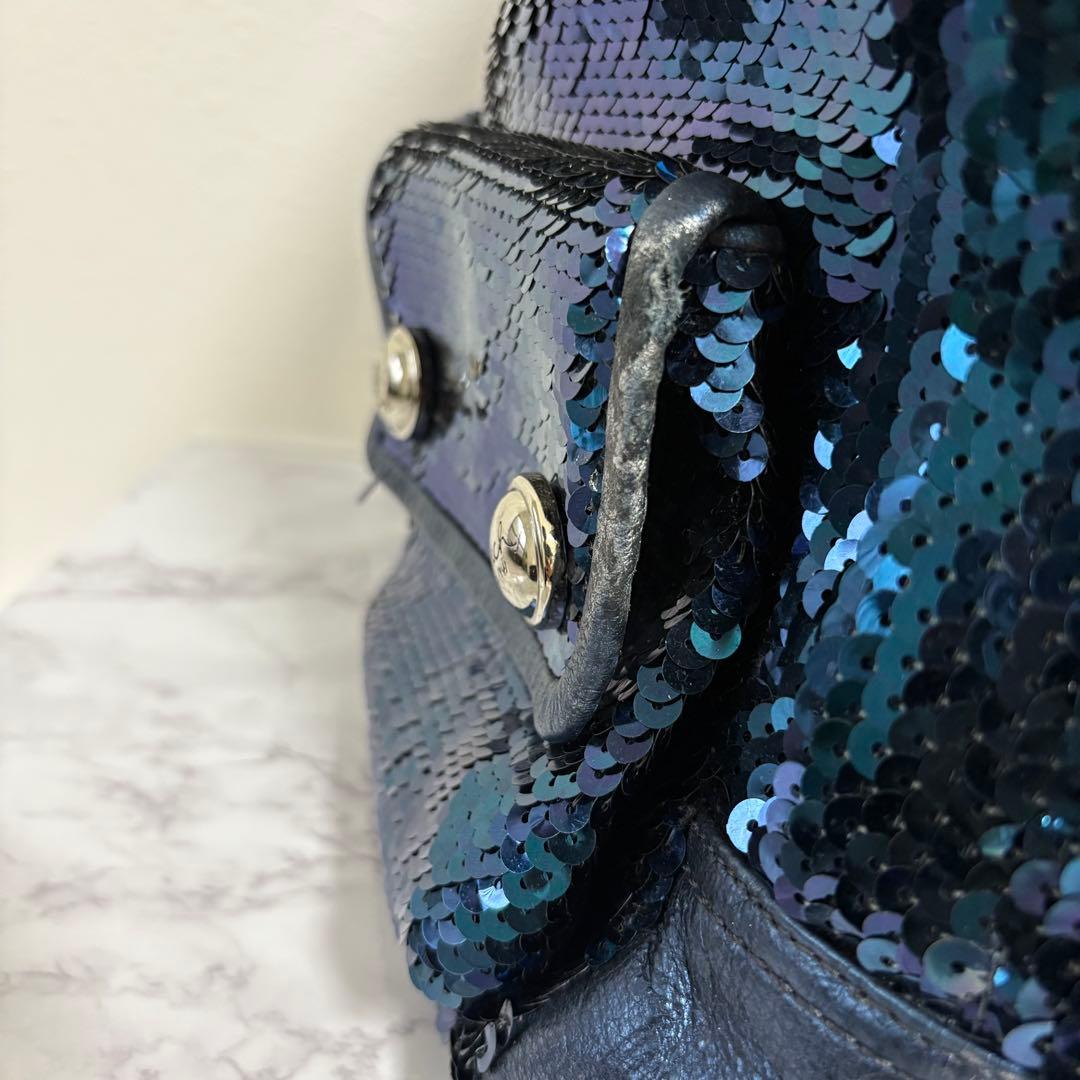 リュック・バックパック Coach blue poppy sequin backpack limited