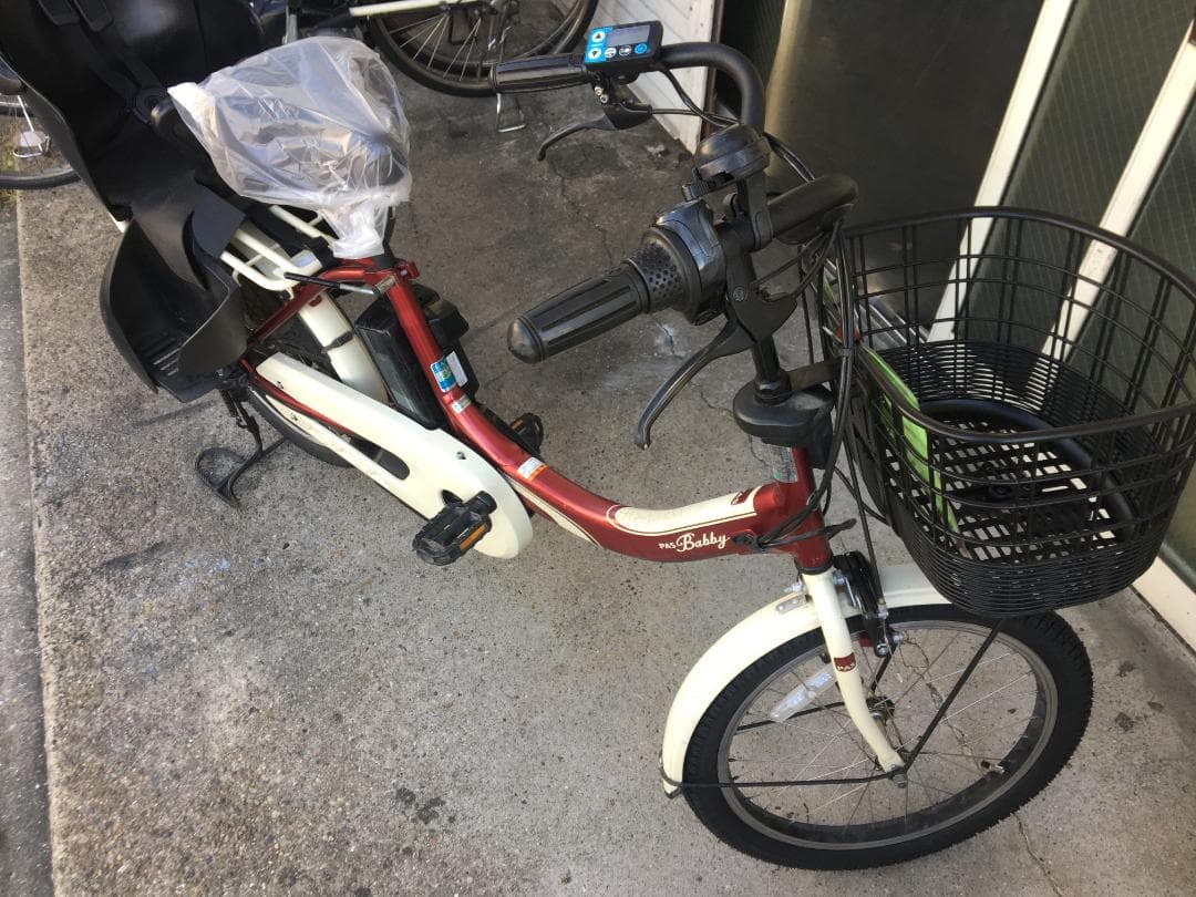 地域限定送料無料　パスバビーアン　子供乗せ　12,3AH　赤②　神戸　電動自転車
