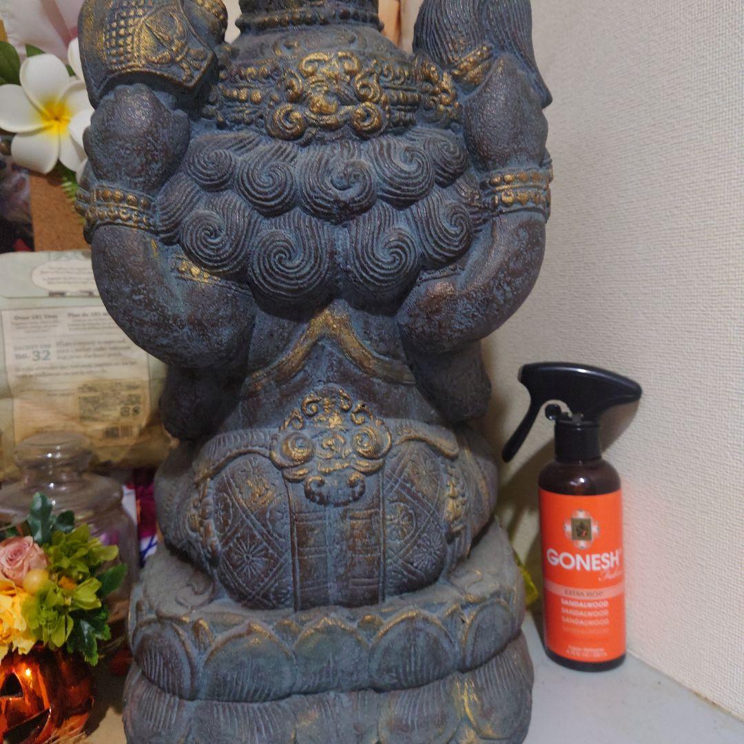 アジアン アンティークインパクト大 ガネーシャ像 置物 石製 約42cm
