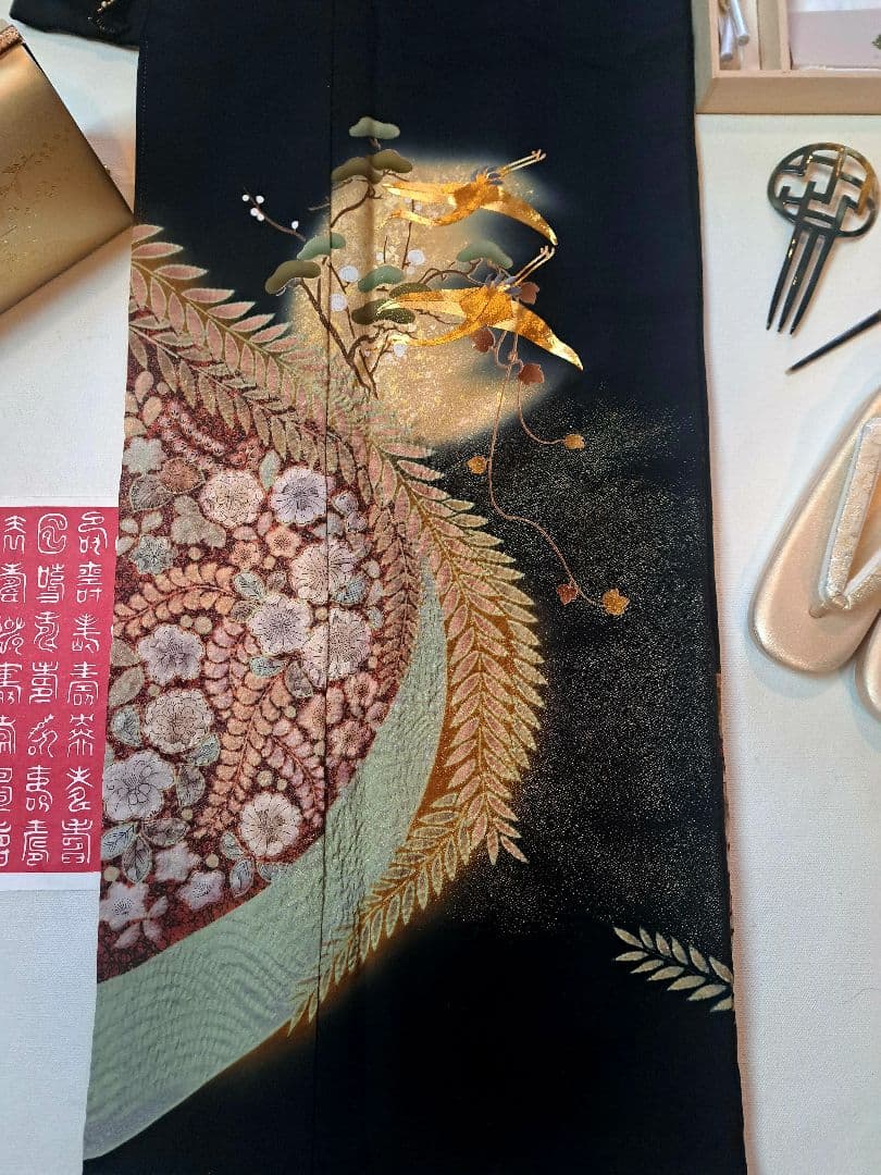 新品未使用❇️作家もの辻ケ花黒留袖　 未使用辻ケ花袋帯　５つ紋　フルセット