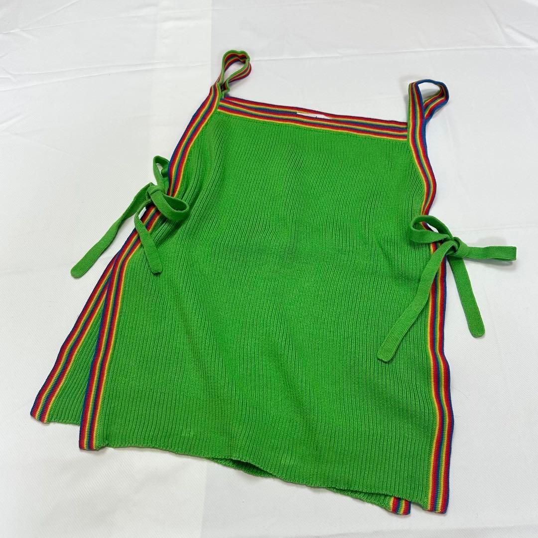 希少レア イヴサンローラン グリーン リプニット コットン キャミソール F