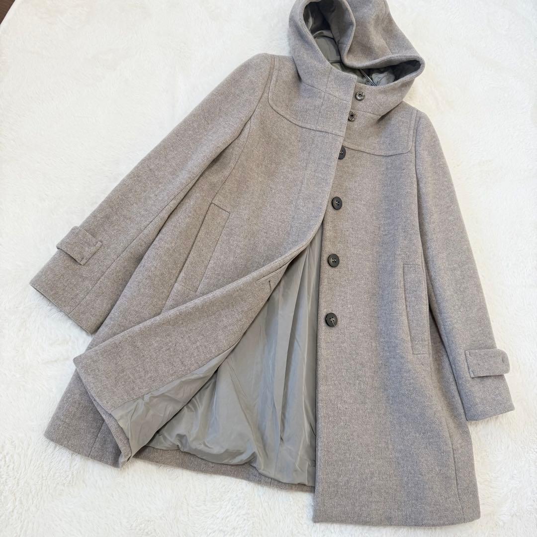 マックスマーラ フーデッドコート 羊毛 アウター 40 グレー イタリア