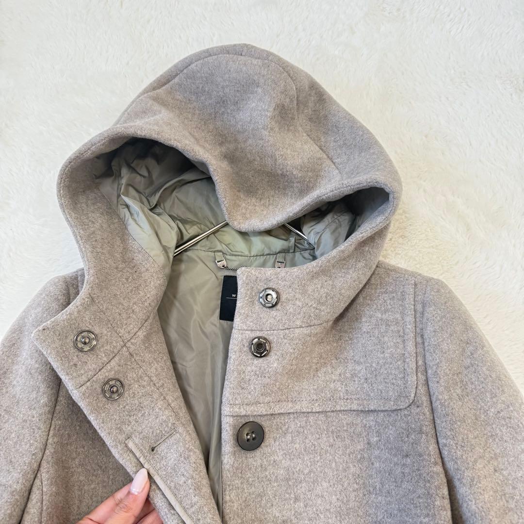 マックスマーラ フーデッドコート 羊毛 アウター 40 グレー イタリア