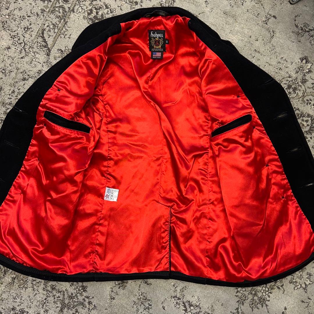 ポン　Schott ショット レザーパイピング ピーコート 36 S相当