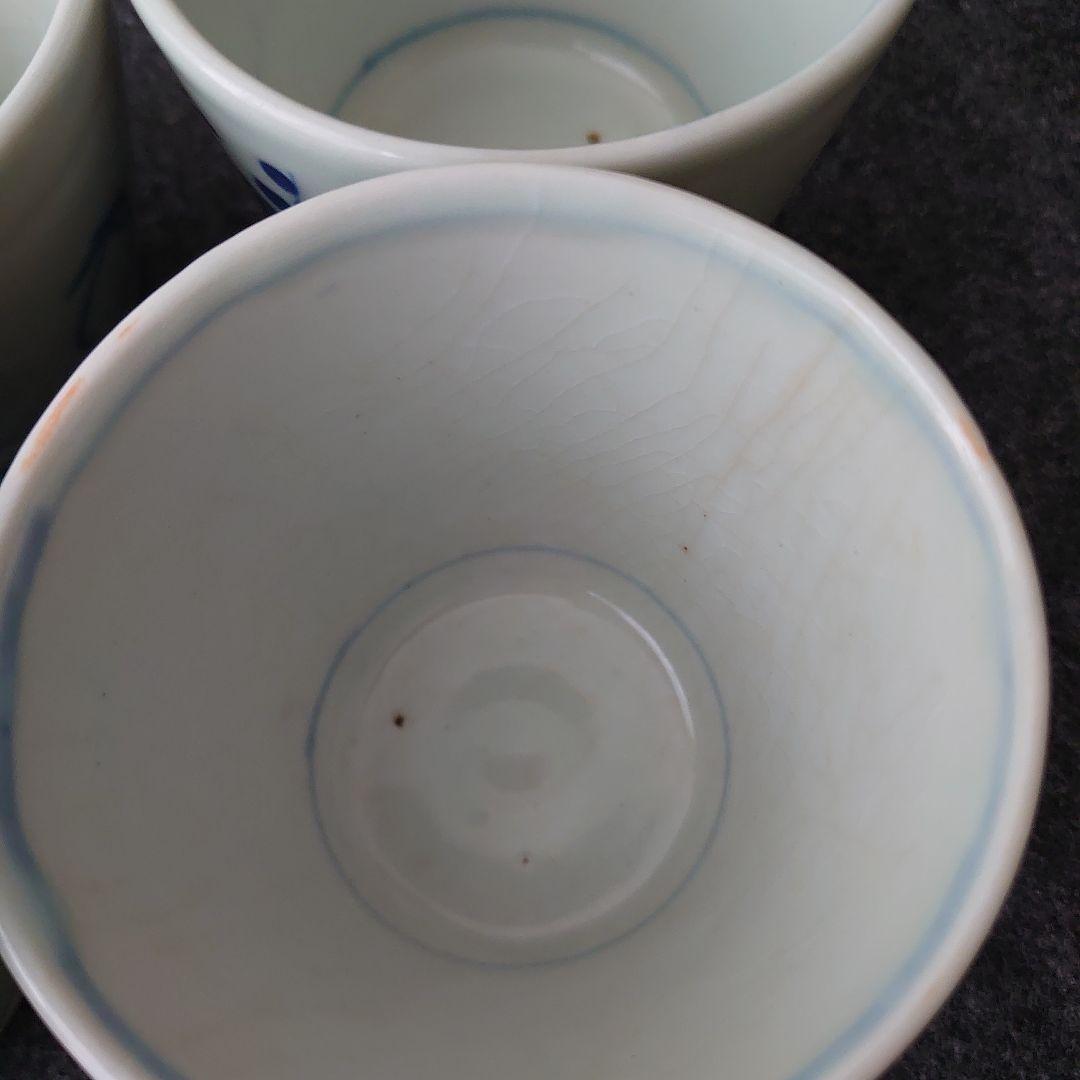 古伊万里 染付 蕎麦猪口 羊歯文 松葉柄 植物文 時代物 江戸期 未使用