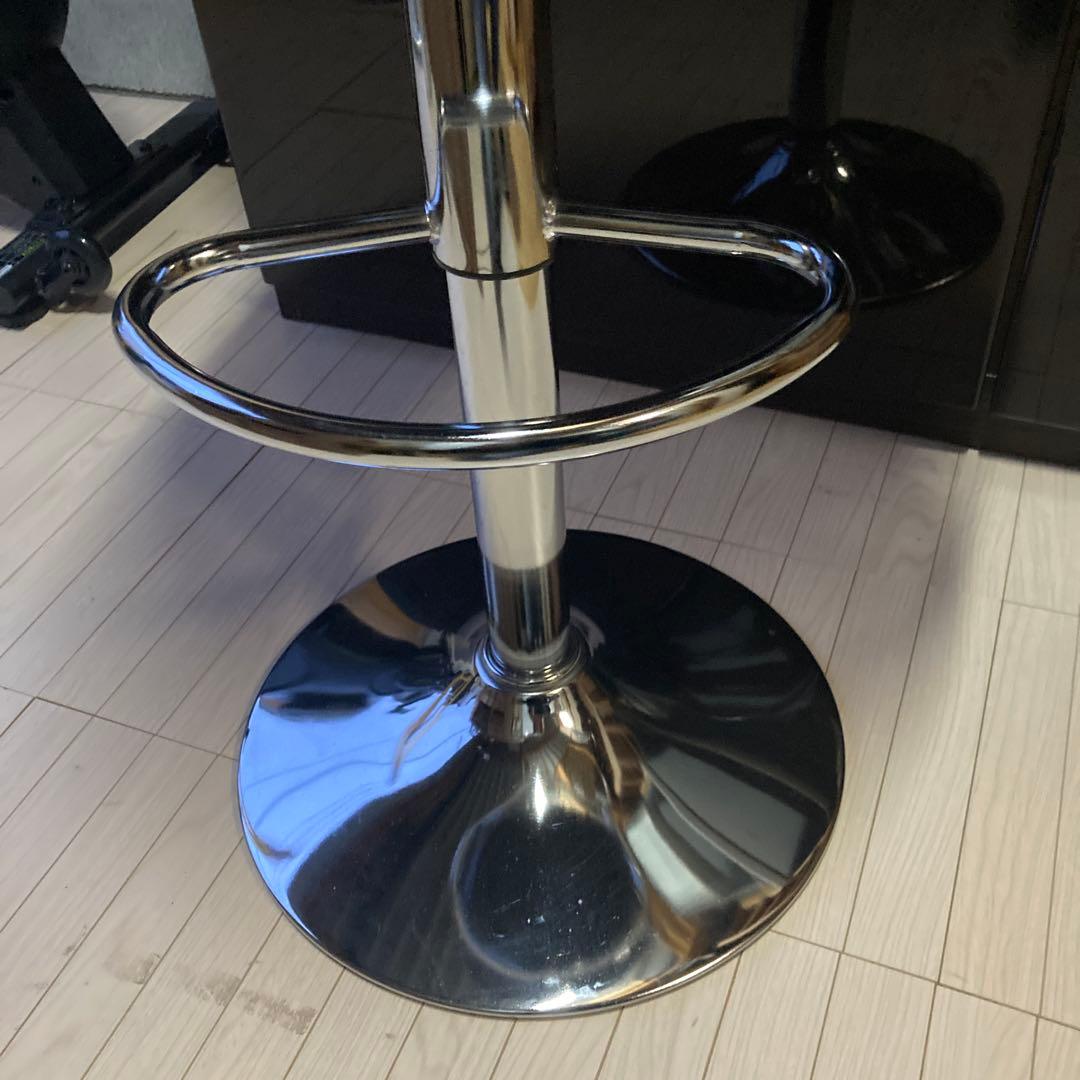 【レトロ】回転式 カウンターチェア レザー調　高さ調整可能