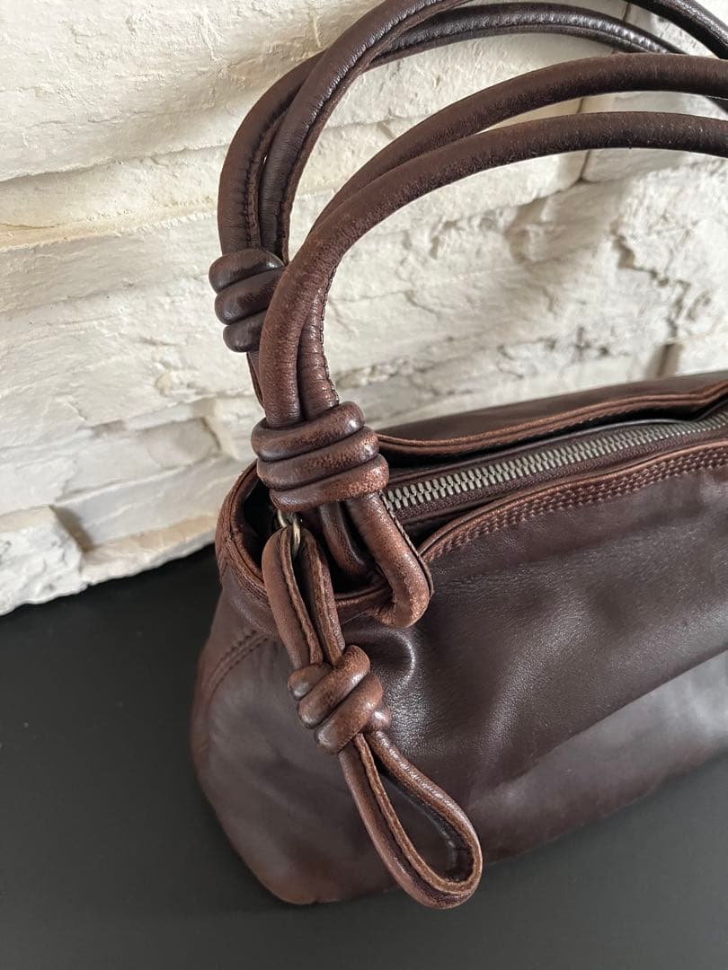 専用　ロエベ　ダークブラウン レザー ハンドバッグ
