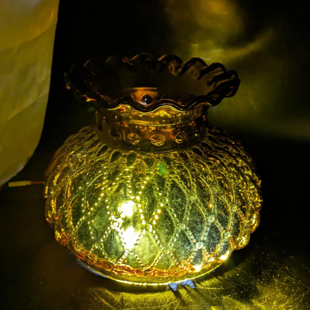 アンバー滴模様ガラスシェード ビンテージ ランプ用 コールマンCQ アラジン等