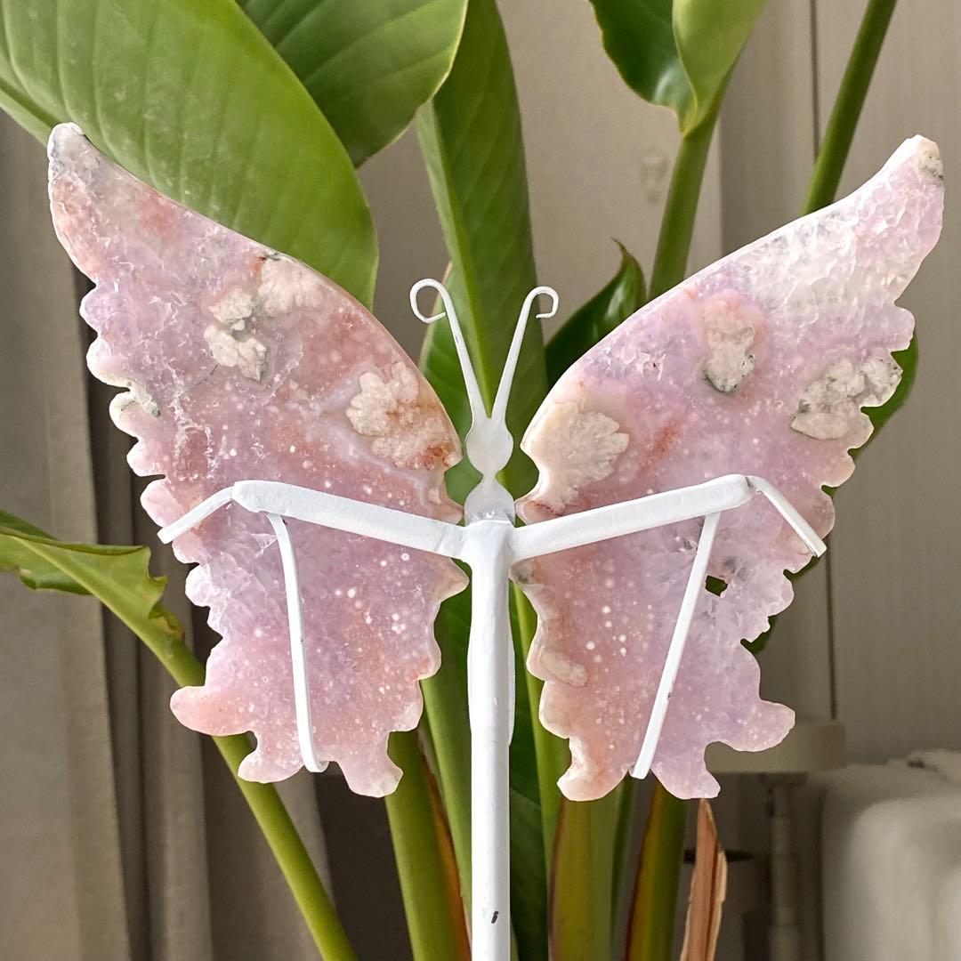 ★★★破格 大特価【 ピンクアメジスト フラワーアゲート バタフライ 】
